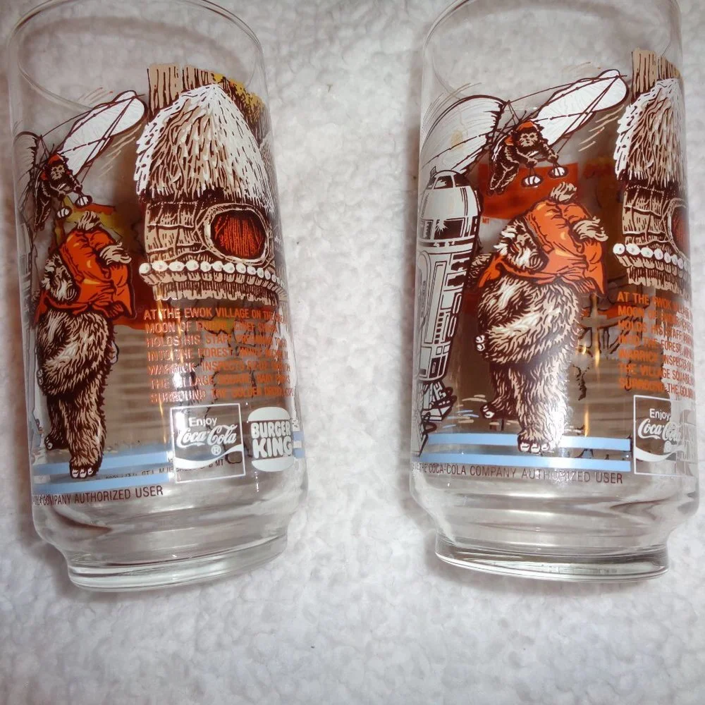 Vintage Retro Star Wars Return of the Jedi Burger King Glasses 1983 (set of 2)